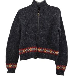 Vintage Abercrombie & Fitch Sweater Zip Up Cardigan Rainbow Wool Size Large
